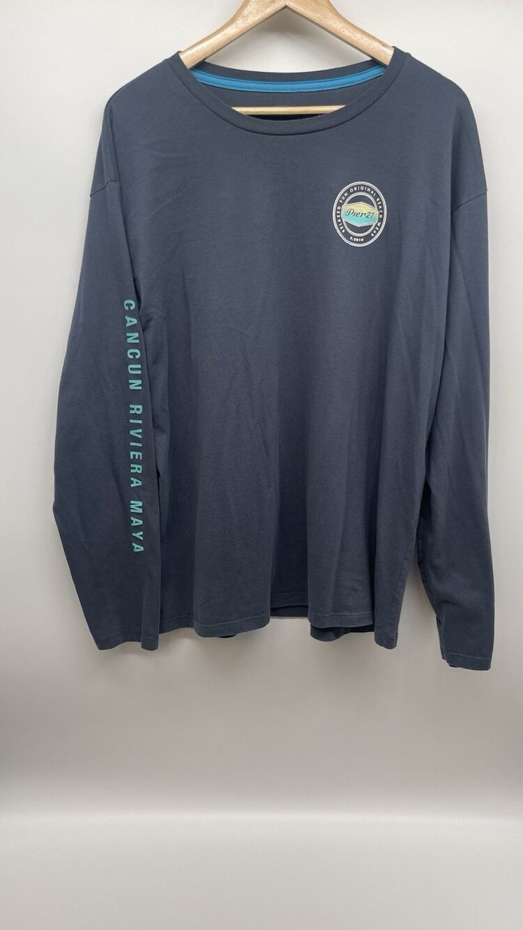 Pier 27 Cancun Riviera Maya Long Sleeve Graphic Tee Shirt Men’s XL Blue